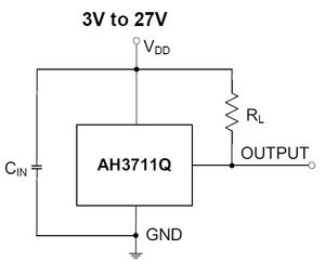 Circuito applicativo Diodes AH3711Q 