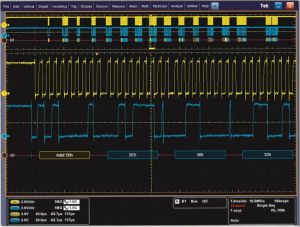 Segnali analogici e digitali sull'oscilloscopio a segnali misti