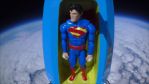Superman giocattolo nello spazio